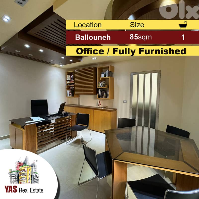 Ballouneh 85m2 | Office | Ultra Prime Location | Fully Furnished | Cat 0