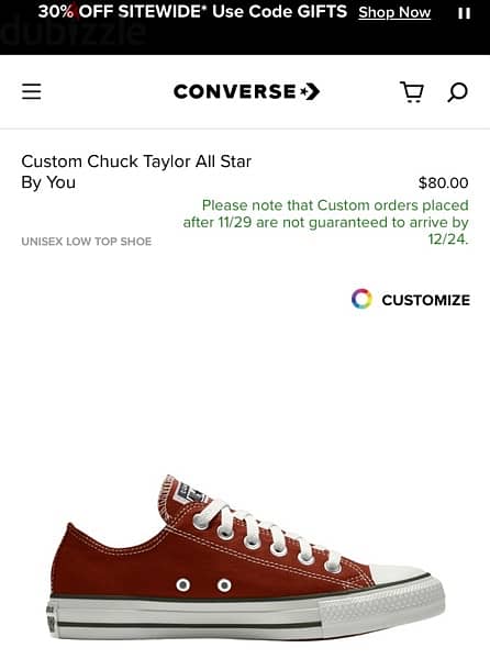 Converse UniSex Low Top Shoe 6