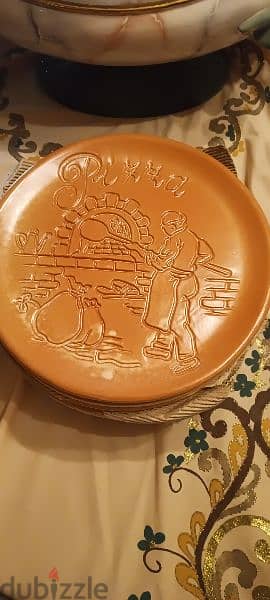 vintage 12" heavy pottery pizza dish- ceramica Tm brand set of 8 0