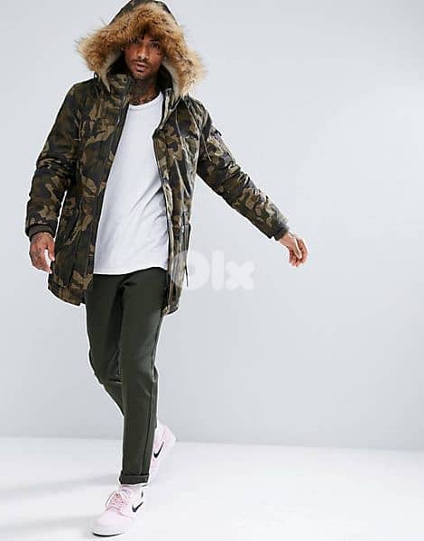 Men Military Camo Parka Bershka Jacket 1