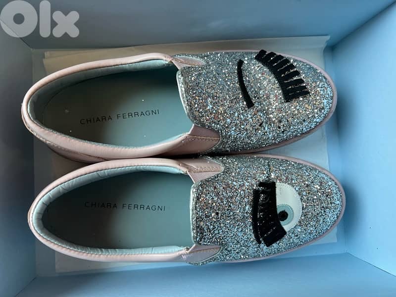 Chiara Ferragni Glitter Embellished Slip-On Sneakers size 39 1