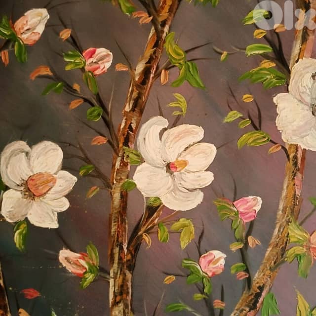 Floral Canvas Painting – ‘Blossoming Serenity ‘, 65 x 65 cm 1
