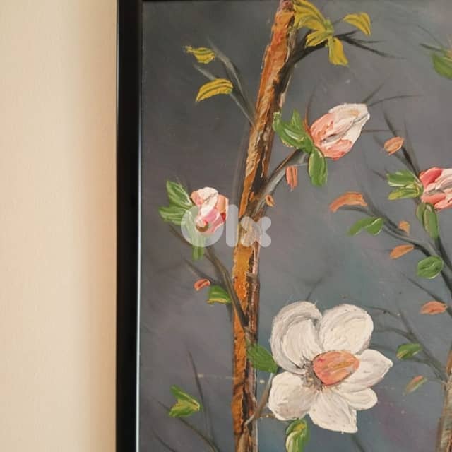 Floral Canvas Painting – ‘Blossoming Serenity ‘, 65 x 65 cm 2