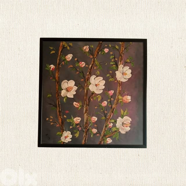 Floral Canvas Painting – ‘Blossoming Serenity ‘, 65 x 65 cm 4