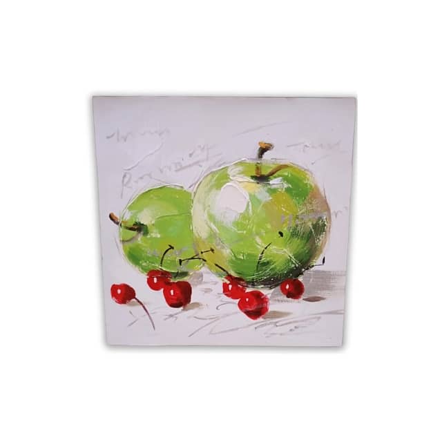 Apples and Cherries Canvas Painting 30x30 Acrylic Portrait 0