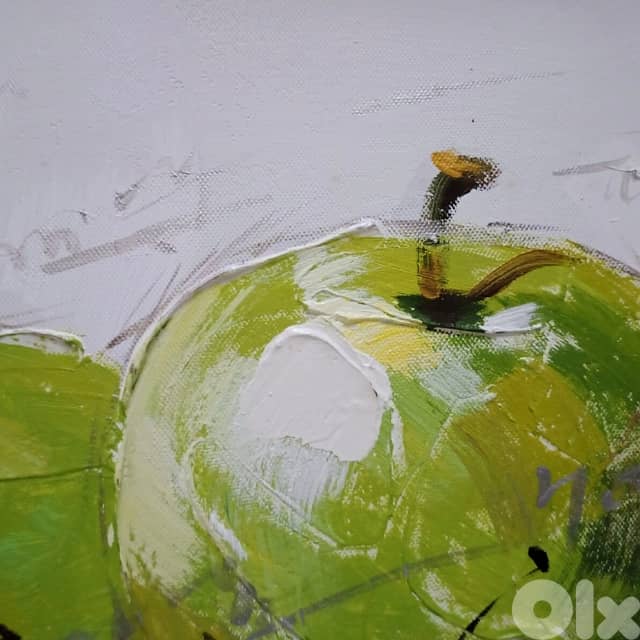 Apples and Cherries Canvas Painting 30x30 Acrylic Portrait 2