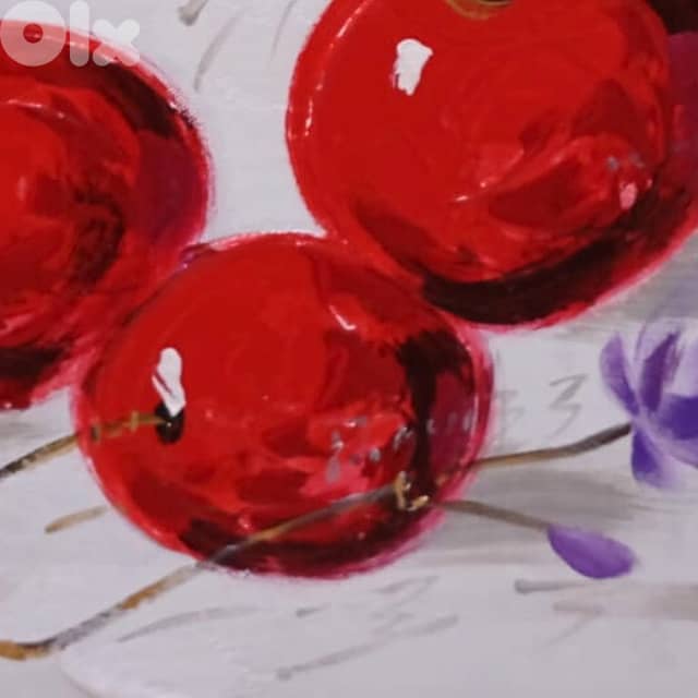 3 Cherries Canvas Painting – Modern 30x30 Portrait Décor 3