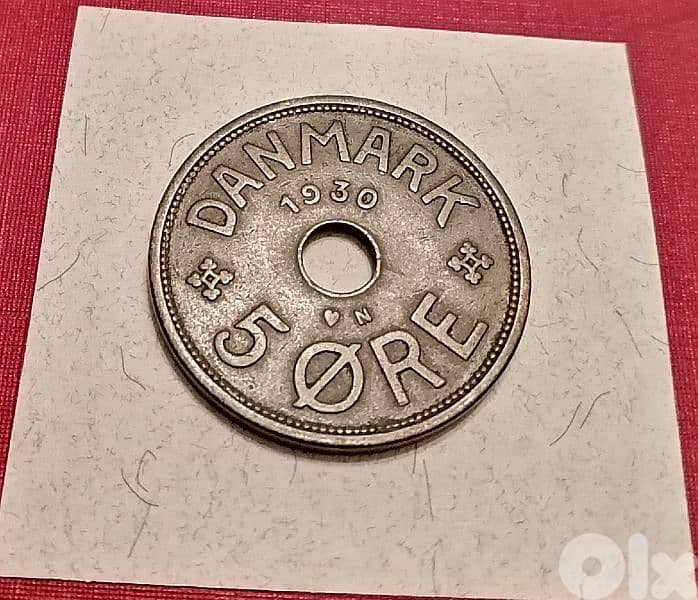 1930 Danmark 5 Ore King Christian X  Bronze 1
