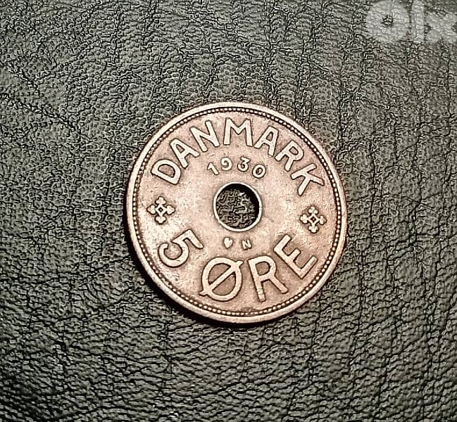 1930 Danmark 5 Ore King Christian X  Bronze 3