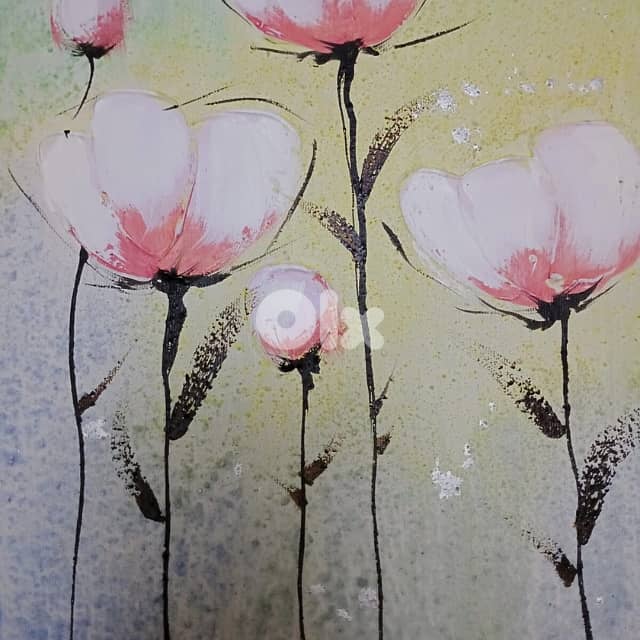 Pink Roses Canvas Painting – Romantic 30x30 Picture 2