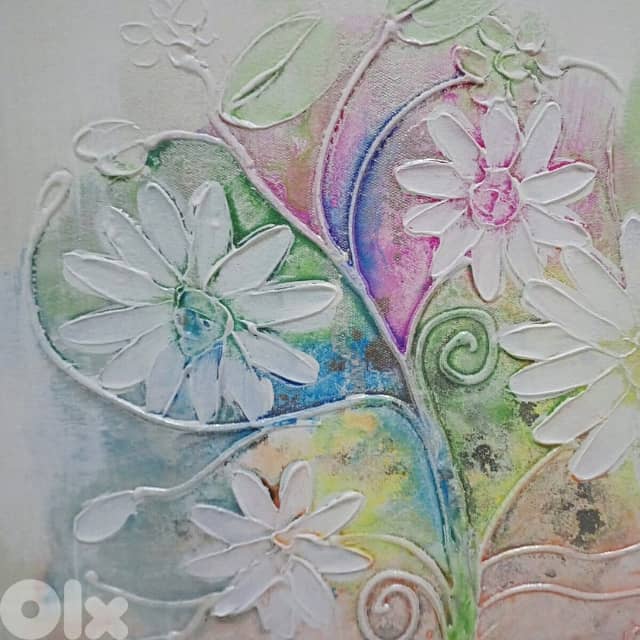 Colorful Flowers Painting – 30x30 Floral Canvas Portrait 1