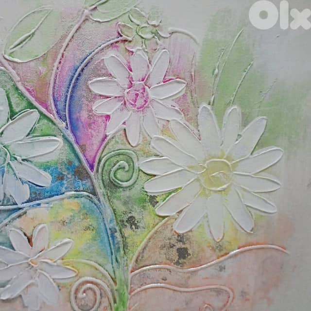 Colorful Flowers Painting – 30x30 Floral Canvas Portrait 2