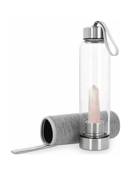 navarais/ glass water bottle with rose quarz 0