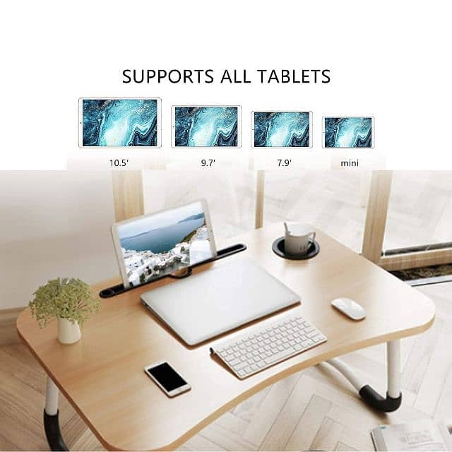 Wooden Foldable Laptop Table with Cup Slot 5