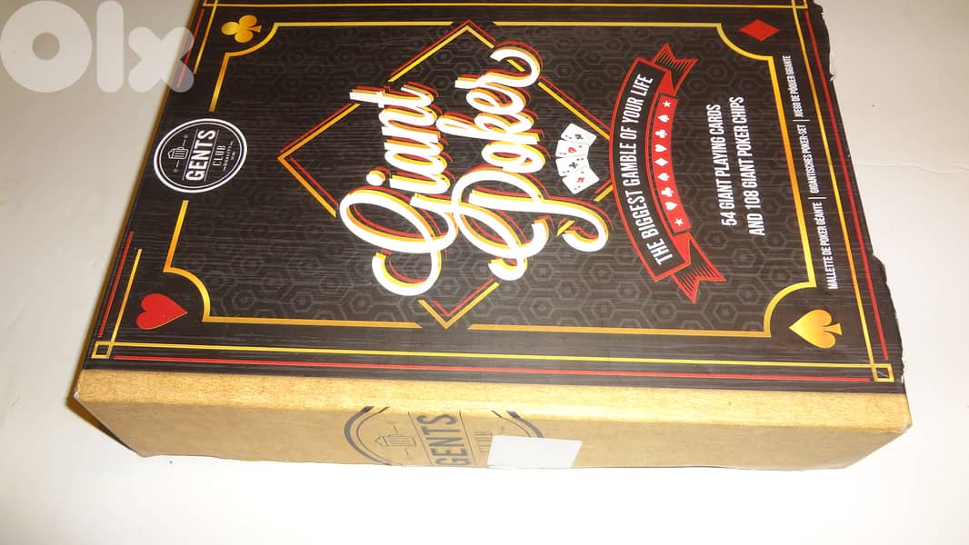 Gents club giant playing cards 28*21cm plus chips still new sealed 1