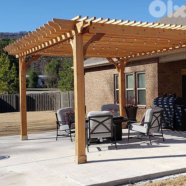 outdoor wood pergola 6x6 خيمة خشب خارجي 1