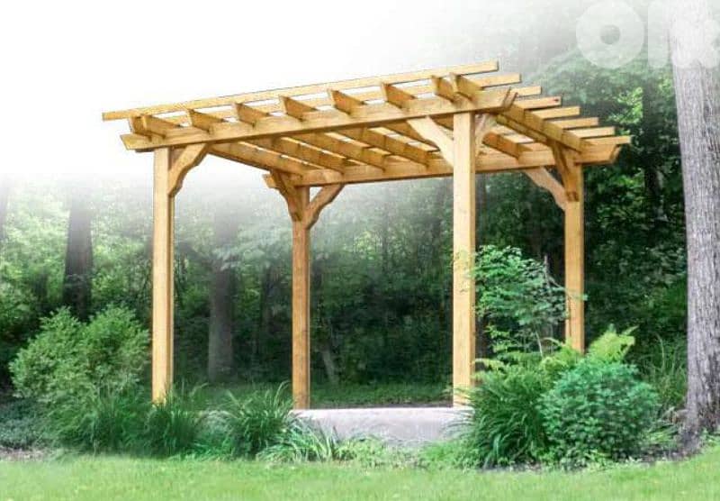 outdoor wood pergola 6x6 خيمة خشب خارجي 2