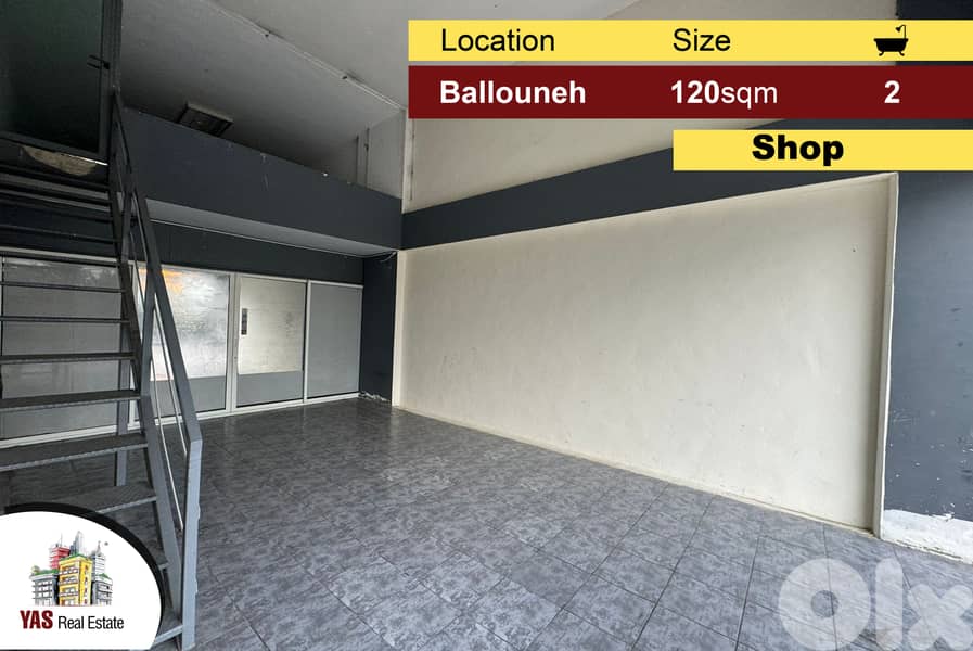 Ballouneh 120m2 | Shop | Main Road | Excellent Condition | 0