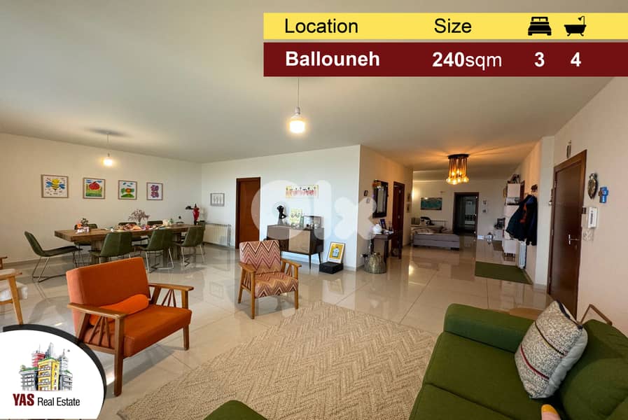 Ballouneh 240m2 | 150m2 Terrace | Sea View | Upgraded | Unique Propert 0