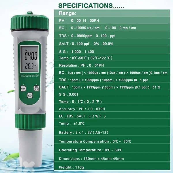 pH meter 6 in 1 2