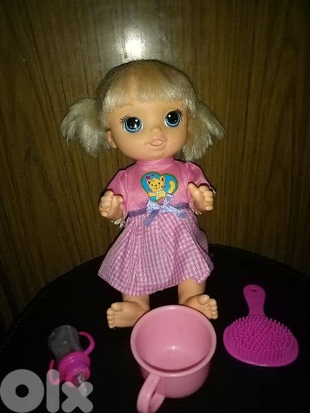 BABY ALIVE Girl Still Good Hasbro toy +Water bottle +Hair brush+Cup=22 2