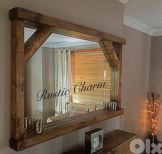 wood mirror vintage style 180x80 مراية خشب قديم 0