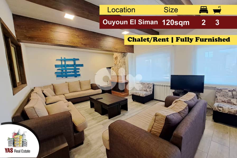 Ouyoun El Siman 120m2 | Rent | Modern Chalet | Fully Furnished | DA 0