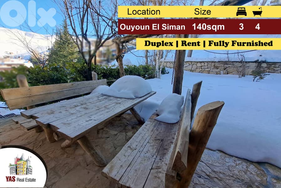 Ouyoun El siman 140m2 | 80m2 Terrace | Rent | Duplex | Furnished | DA 0