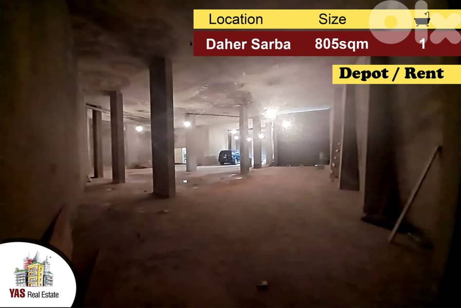 Daher Sarba 805m2 | Depot for Rent | Prime Location | IV | 0