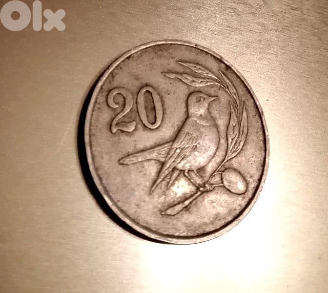 Cyprus 20 cents 1983 old coin 1