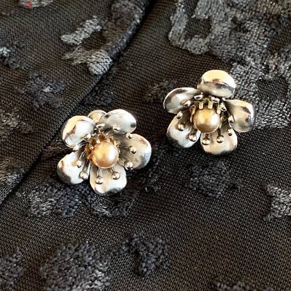 •50’s vintage François Coro silver plated earrings 1