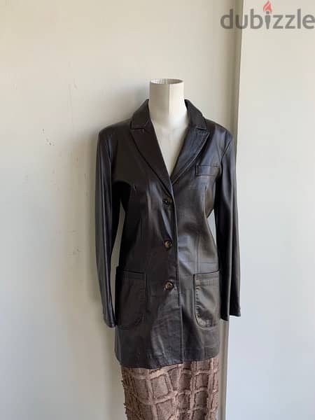 Douglas chocolate brown genuine lamb leather coat made in Italy 0
