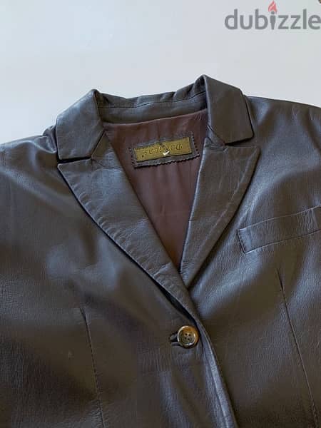 Douglas chocolate brown genuine lamb leather coat made in Italy 3