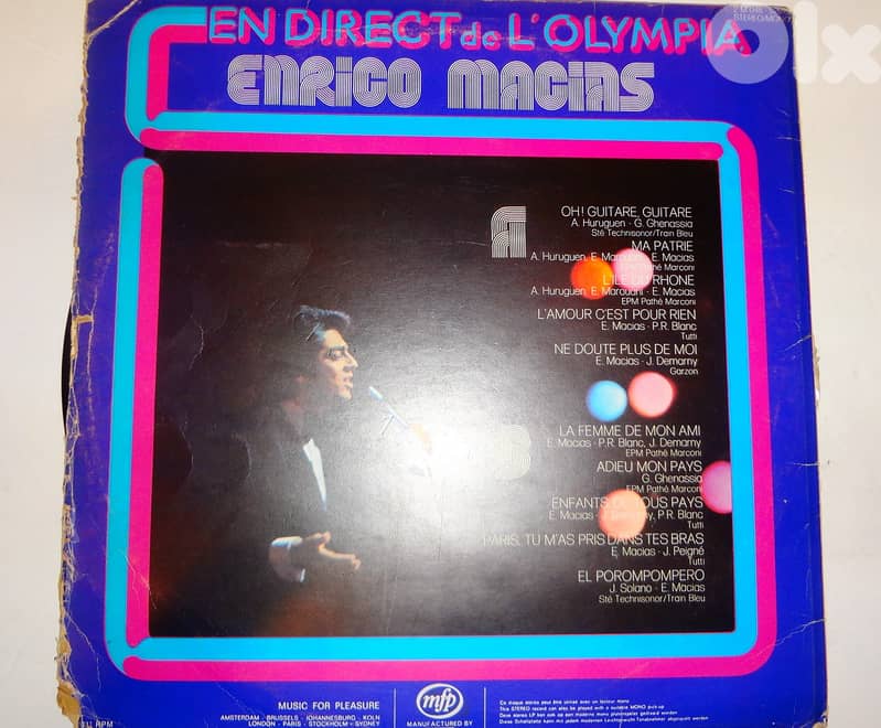 Enrico Macias en direct de L olympia album vinyl 1