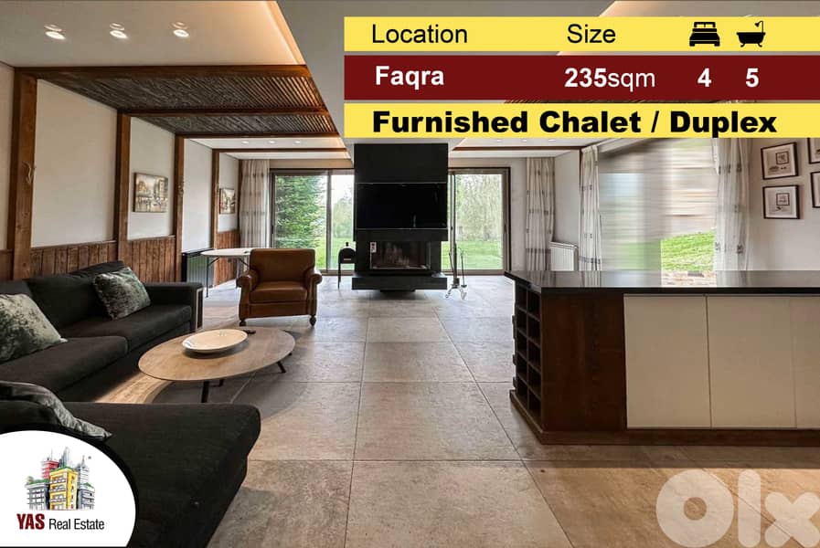 Faqra / RedRock 235m2 | 230m2 Garden | Duplex Chalet | Decorated | PA 0