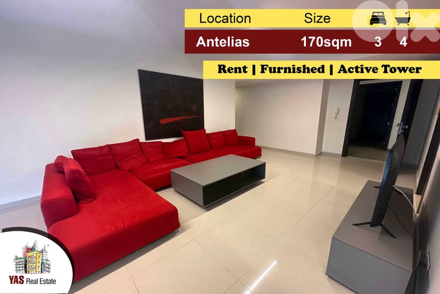 Antelias 170m2 | Rent | Furnished | Active Tower | Equipped |Brand New 0