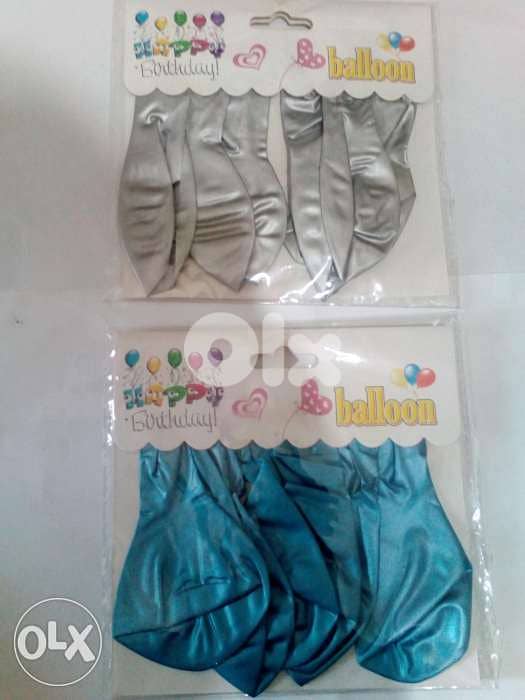 Balloons Quality , 6 Pcs , Silver & Metalic Blue 1