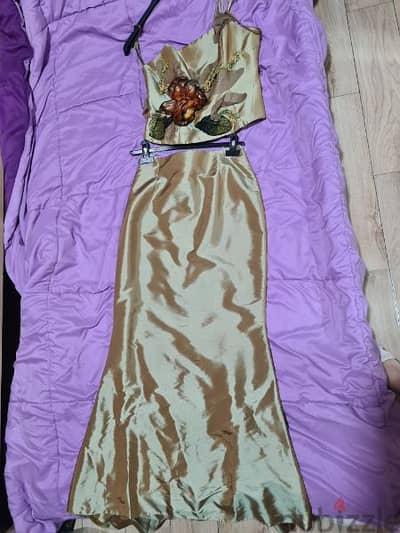 Two-piece Olive Green/Gold Dress