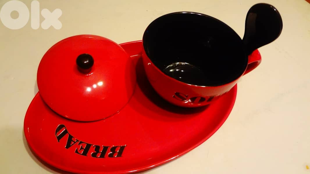 Soup & bread glass bowl & plate new 0