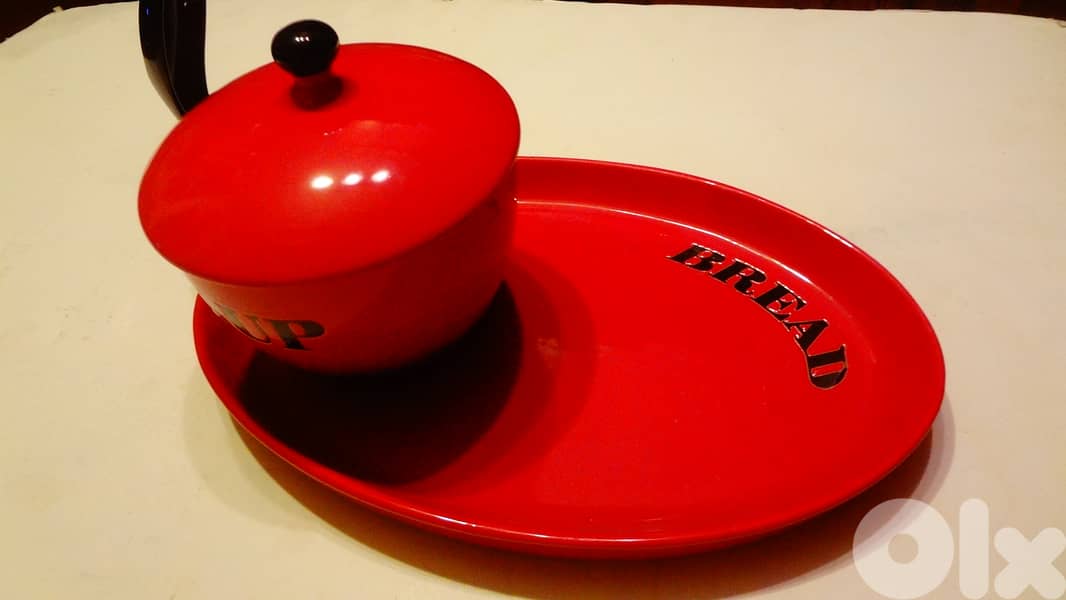 Soup & bread glass bowl & plate new 1