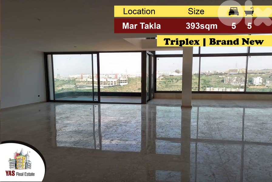 Mar Takla 393m2 | 40m2 Terrace | Triplex | Brand New | Amazing View |P 0