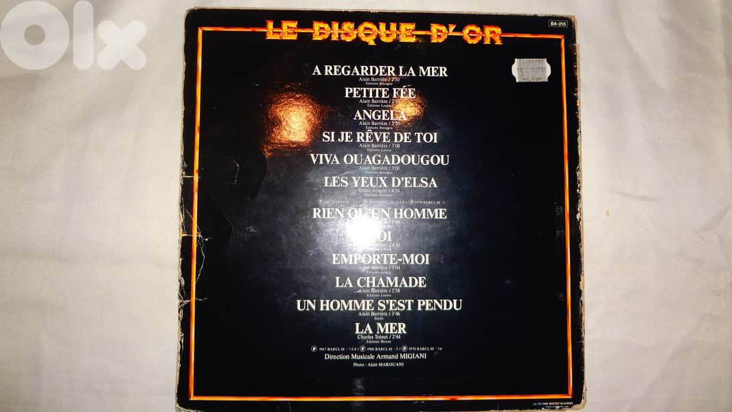 Alain Barriere disque d or vinyl 1