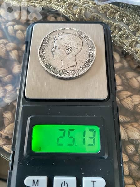 عملة عملات قديمة فضة ٥ بيزيتا أسباني الملك الفونسو وهو صبي سنة ١٨٩٨ 1