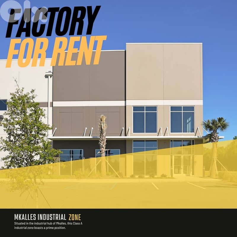 JH24-3288 Factory 3,200m for rent in Mkalles, $ 12,100 cash 0
