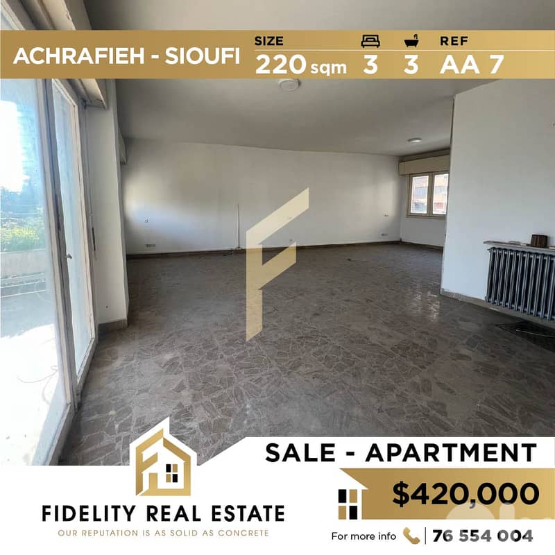 Apartment for sale in Achrafieh Sioufi AA7 0