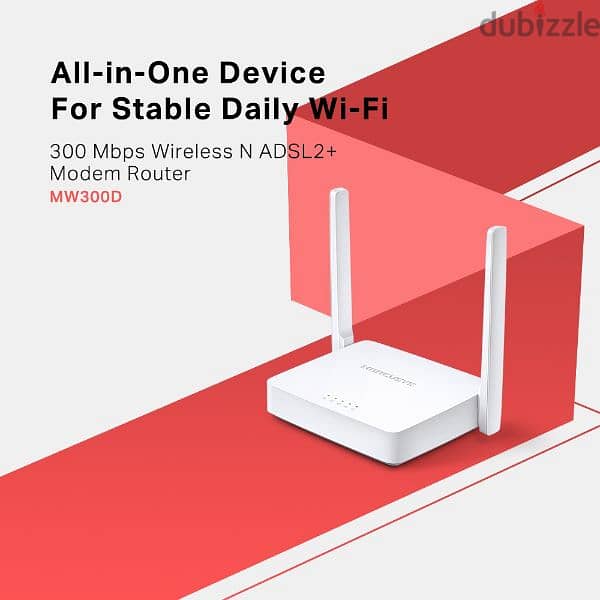 Mercusys 300Mbps Wireless N ADSL2+ Modem Router Ogero 0