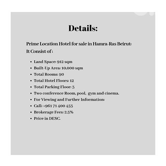 Hotel for sale in Hamra in a Prime Location 1