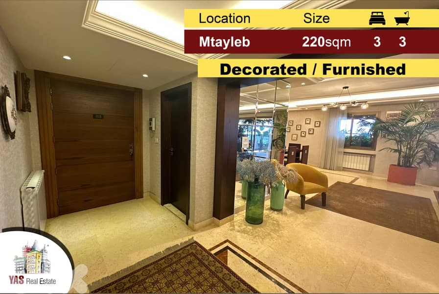 Mtayleb 220m2 | Furnished | Excellent Condition | Decorated | MJ | 0