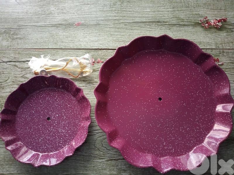 Elegant high quality 2 tier ceramic purple stand 0