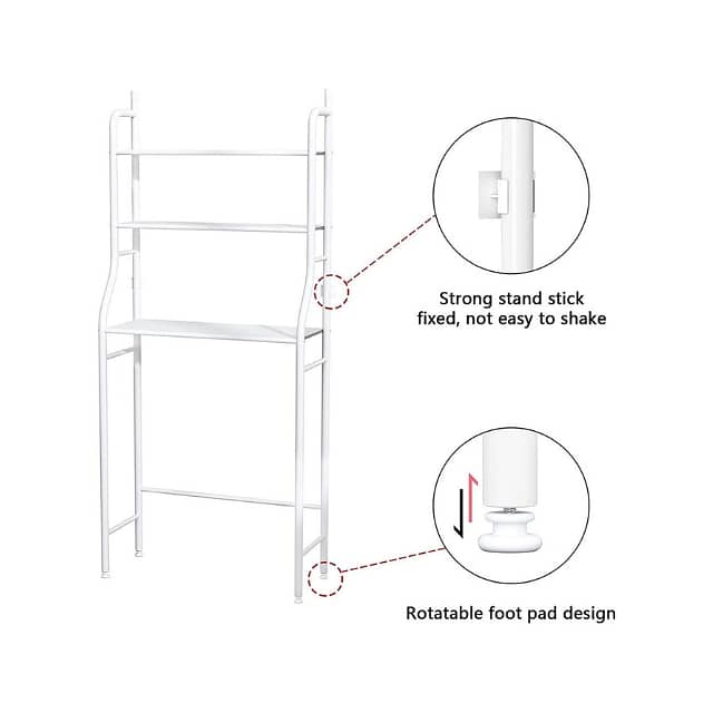 3-Tier Toilet Shelf, Washing Machine Steel Storage Rack 6